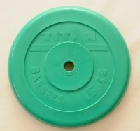 диск обрезиненный с втулкой titan arsenal 31 мм 15 кг. зеленый 