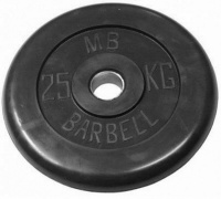 диск обрезиненный d51мм mb barbell mb-pltb51 25кг черный